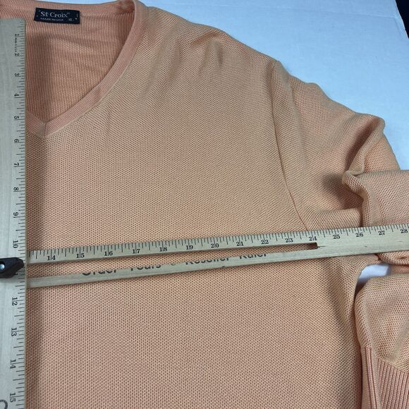 Vintage St. Croix Men’s XL Cotton Sweater Peach V-Neck Made in USA Minor Flaws - Picture 7 of 12